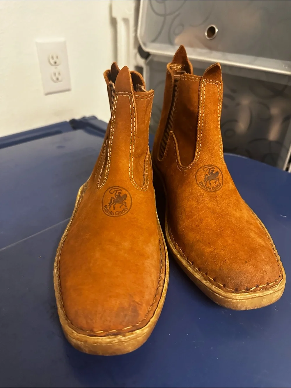 Men's Suede Chelsea Boots in Cognac Brown -